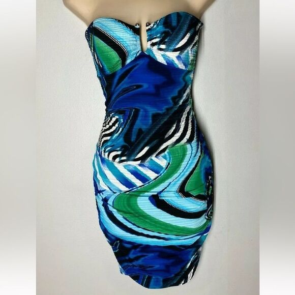Arden B Swirl Multi color Bandeau dress - Picture 1 of 8